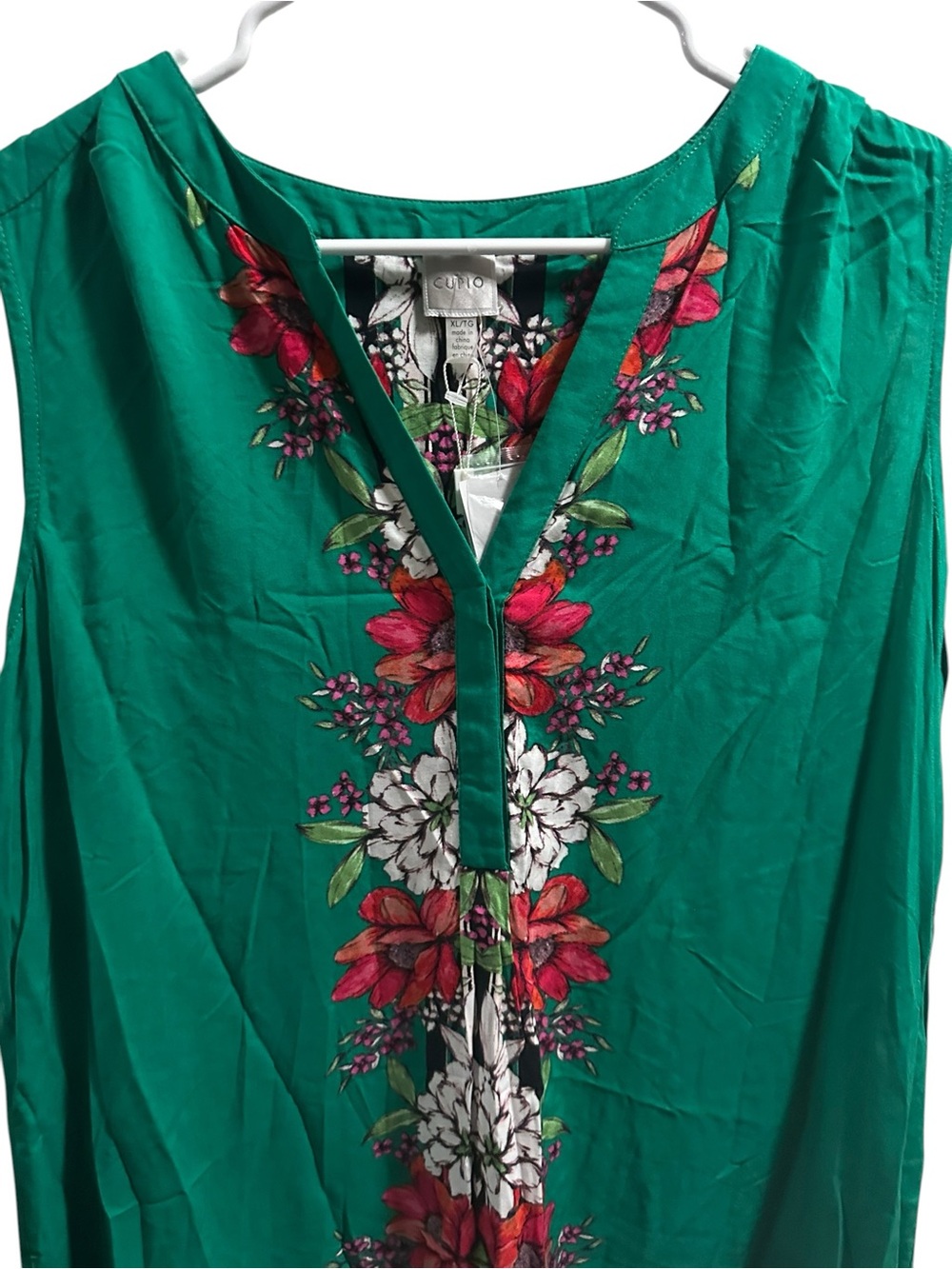Cupio Green Floral V-Neck Dress size XL NWT - Picture 3 of 6